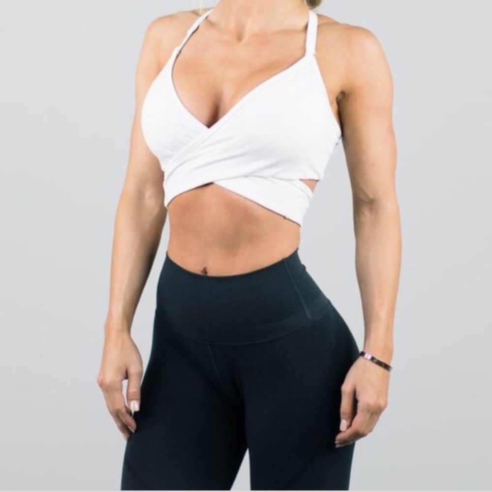 Alphalete White Wrap Sports Bra